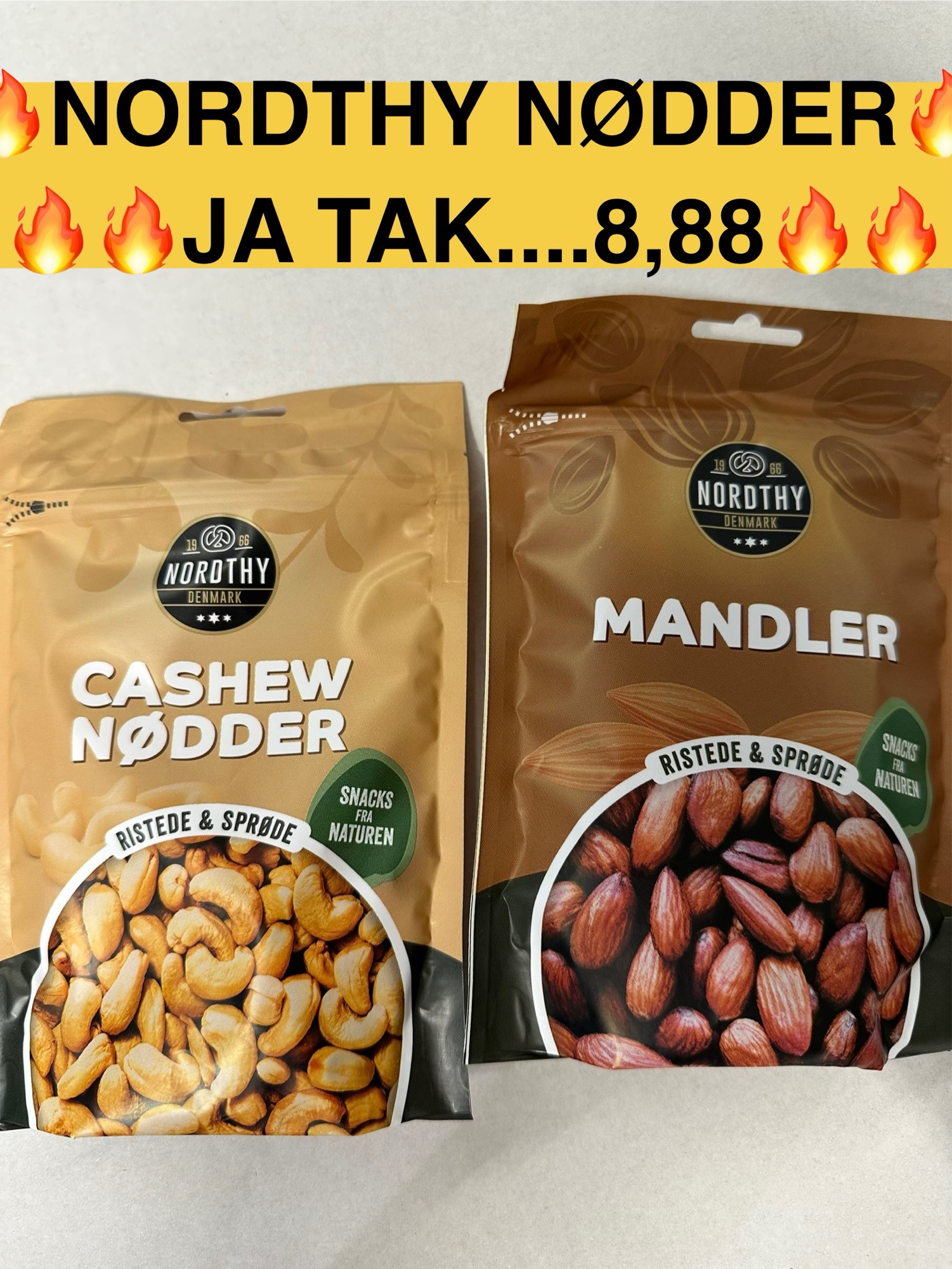 NORDTHY NØDDER AFH LØRDAG OG SØNDAG KL 7-21 PÅ TORVET FORAN MÆLKEKØLEREN