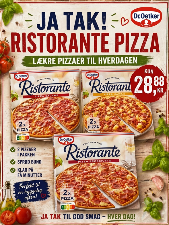 RISTORANTE PIZZA 2-PAK AFH MANDAG-TIRSDAG KL 8-18 I ENDEBOKSEN OVERFOR PÅLÆG