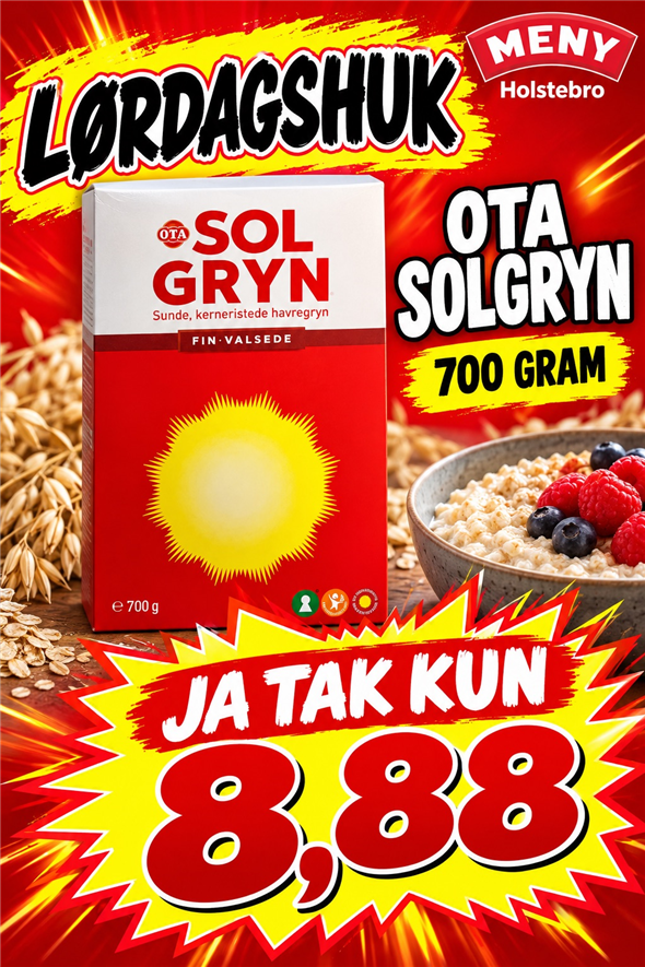 OTA SOLGRYN – 700 GRAM AFHENTNING LØRDAG KL 8-18 PÅ TORVET OVERFOR BRØDAFDELINGEN