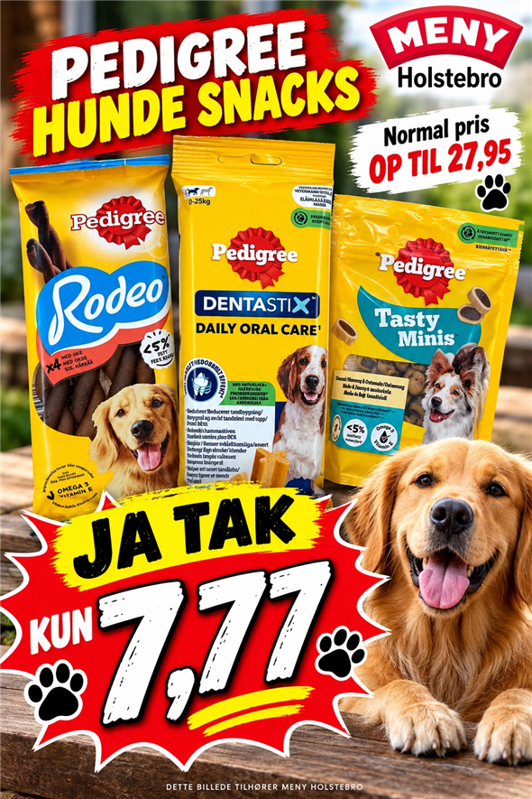 PEDIGREE HUNDESNACKS AFHENTNING TIRSDAG OG ONSDAG KL 8-21 FOR ENDDN AF DYREMAD