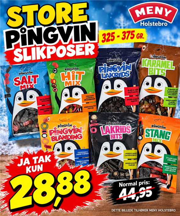 STORE PINGVIN SLIKPOSER AFHENTNING IDAG ONSDAG OG TORSDAG KL 8-21 PÅ TORVET OVERFOR BRØDAFDELINGEN