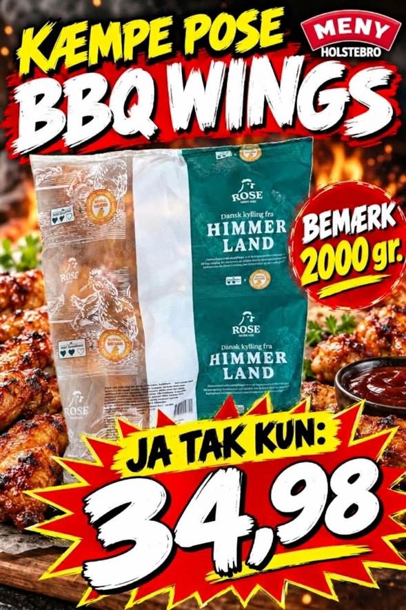 KÆMPE BBQ WINGS AFHENTNING TORSDAG-FREDAG KL 8-18 I ENDEBOKSEN EFTER SLAGTER AFDELINGEN