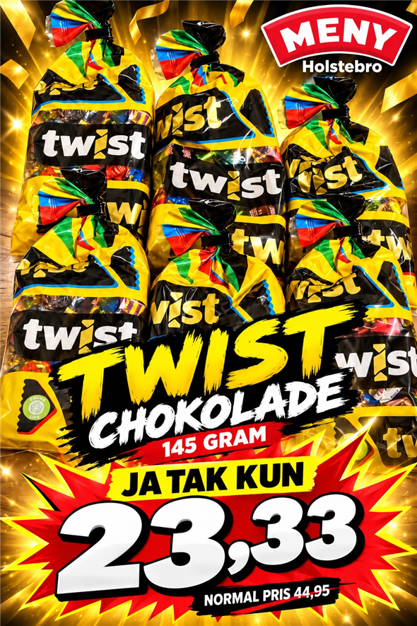 Twist chokolade AFHENTNING FREDAG KL 8-18 PÅ TORVET OVERFOR BRØDAFDELINGEN