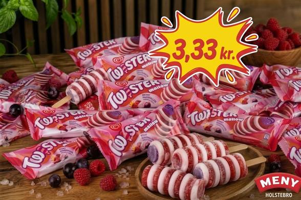 Twister Mallow løse ispinde afhent lørdag-søndag kl 8-21 OVERFOR ENDEGAVL MED TOILETPAPIR