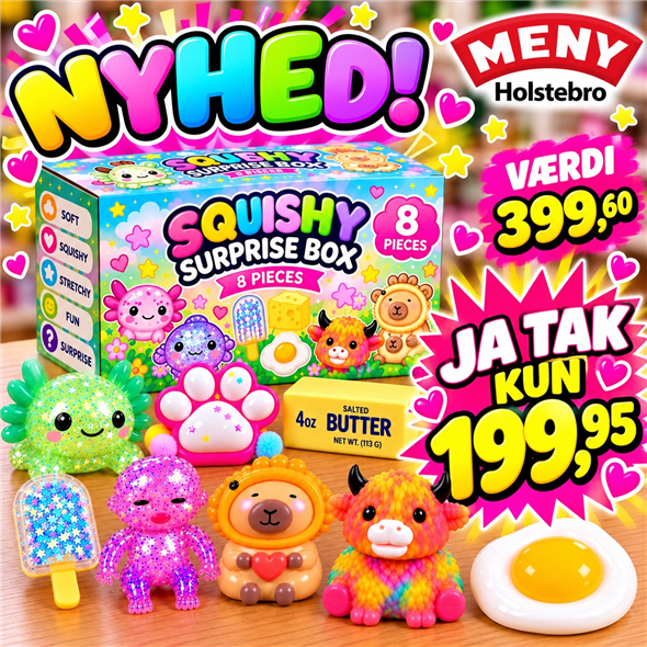 SQUISHY SURPRISE BOX AFHENTNING FREDAG KL 8-18 OVERFOR DEN GRÅ LAGERDØR