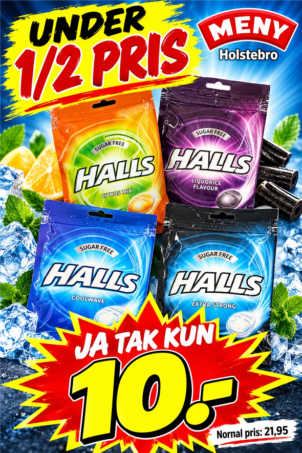 HALLS PASTILLER AFHENTNING TIRSDAG OG ONSDAG KL 8-21 FORAN BAGERAFDELINGEN