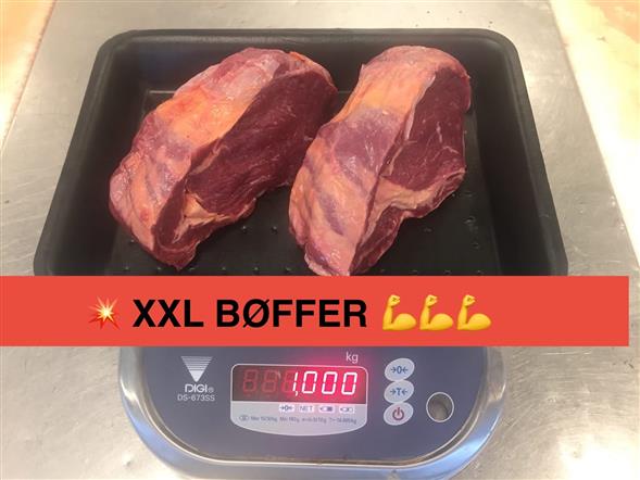 Rib eye bøffer afh fredag  i slagterafdelingen