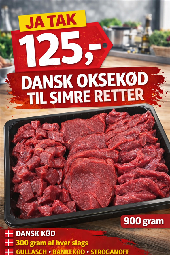 SIMREKØD Afhentes torsdag  kl 8-18 i slagterafdelingen