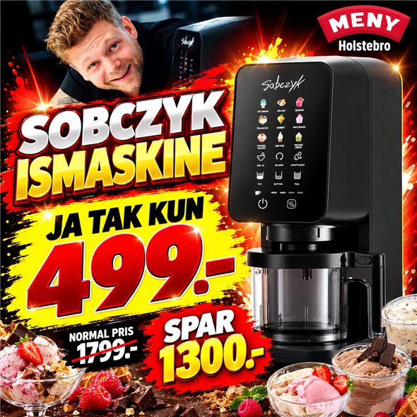 SOBCZYK 12-I-1 ISMASKINE AFHENTNING FREDAG KL 8-18 PÅ TORVET OVERFOR BRØDAFDELINGEN