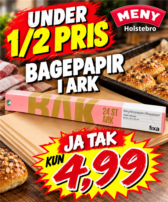 BAGEPAPIR I ARK – 24 STK. AFHENTNING TORSDAG-FREDAG KL 8-18  PÅ UDSTILLINGEN VED TOILETPAPIR