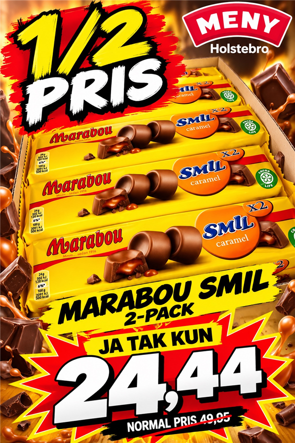 MARABOU SMIL AFHENTNING TORSDAG OG FREDAG KL 8-18 PÅ TORVET OVERFOR BRØDAFDELINGEN