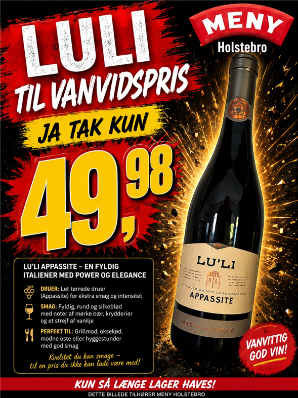 LULI AFHENTNING FREDAG KL 8-18 I VINAFDELINGEN